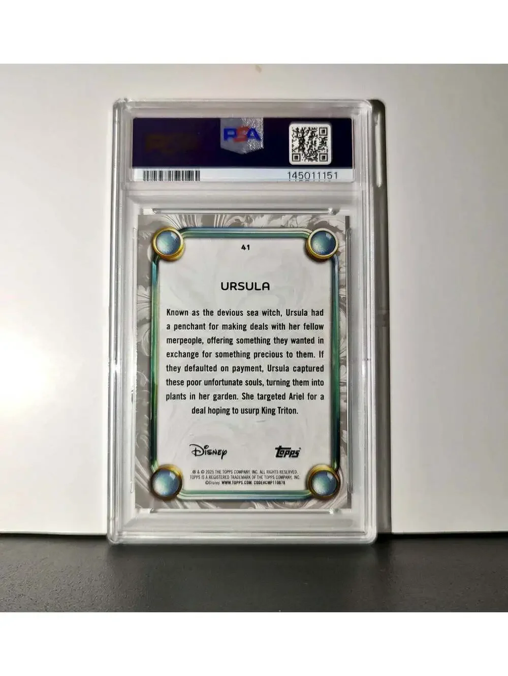 Ursula 2025 Topps Disney Wonder #41 Winter Variant Card The Little Mermaid PSA 8